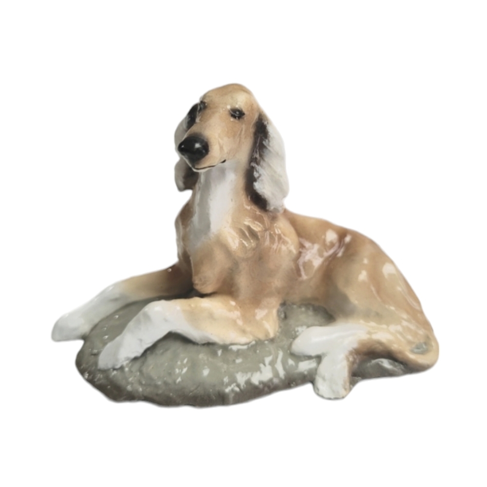 Ceramic Suluki Dog Figurine by Artist Ron Hevener 4"L x 2.5"H x 2"W